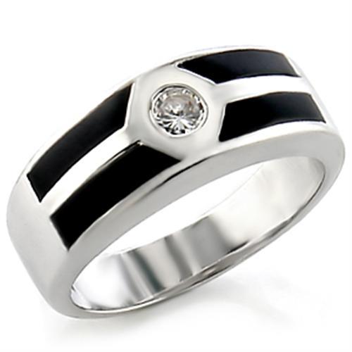 14034 - Rhodium Brass Ring with AAA Grade CZ  in Clear