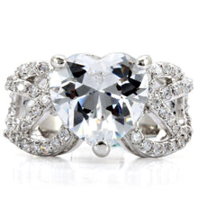 Load image into Gallery viewer, 1W027 - Rhodium Brass Ring with AAA Grade CZ  in Clear