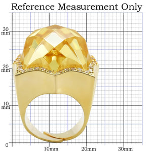 1W030 - Gold Brass Ring with AAA Grade CZ  in Citrine Yellow