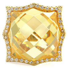 Load image into Gallery viewer, 1W030 - Gold Brass Ring with AAA Grade CZ  in Citrine Yellow