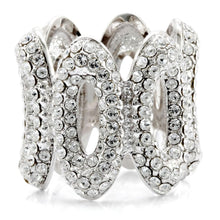 Load image into Gallery viewer, 1W032 - Rhodium Brass Ring with Top Grade Crystal  in Clear