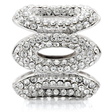 Load image into Gallery viewer, 1W032 - Rhodium Brass Ring with Top Grade Crystal  in Clear