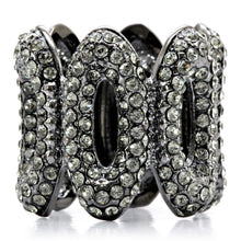 Load image into Gallery viewer, 1W033 - Ruthenium Brass Ring with Top Grade Crystal  in Black Diamond