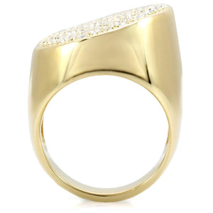 1W034 - Gold Brass Ring with Top Grade Crystal  in Clear