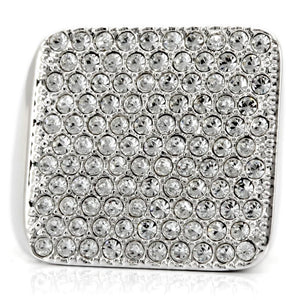 1W035 - Rhodium Brass Ring with Top Grade Crystal  in Clear