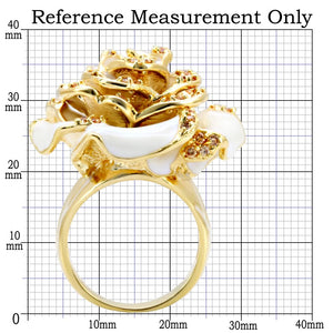 1W040 - Gold Brass Ring with AAA Grade CZ  in Champagne