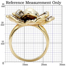 Load image into Gallery viewer, 1W063 - Gold Brass Ring with Synthetic Pearl in Citrine Yellow