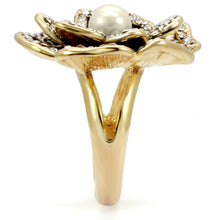Load image into Gallery viewer, 1W063 - Gold Brass Ring with Synthetic Pearl in Citrine Yellow