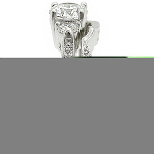 1W002 - Rhodium Brass Ring with AAA Grade CZ  in Clear