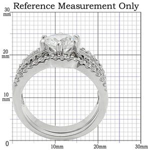 1W003 - Rhodium Brass Ring with AAA Grade CZ  in Clear