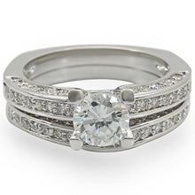 Load image into Gallery viewer, 1W004 - Rhodium Brass Ring with AAA Grade CZ  in Clear