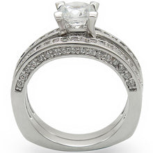 Load image into Gallery viewer, 1W004 - Rhodium Brass Ring with AAA Grade CZ  in Clear