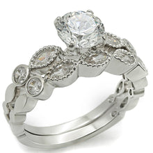 Load image into Gallery viewer, 1W006 - Rhodium Brass Ring with AAA Grade CZ  in Clear