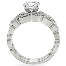 Load image into Gallery viewer, 1W006 - Rhodium Brass Ring with AAA Grade CZ  in Clear