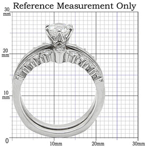 1W010 - Rhodium Brass Ring with AAA Grade CZ  in Clear