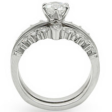 Load image into Gallery viewer, 1W010 - Rhodium Brass Ring with AAA Grade CZ  in Clear