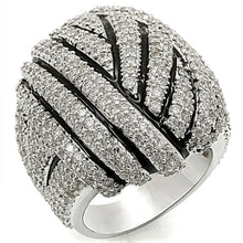 Load image into Gallery viewer, 1W016 - Rhodium Brass Ring with AAA Grade CZ  in Clear