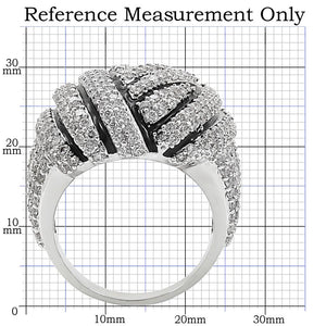 1W016 - Rhodium Brass Ring with AAA Grade CZ  in Clear