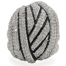 Load image into Gallery viewer, 1W016 - Rhodium Brass Ring with AAA Grade CZ  in Clear