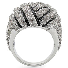 Load image into Gallery viewer, 1W016 - Rhodium Brass Ring with AAA Grade CZ  in Clear