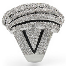 Load image into Gallery viewer, 1W016 - Rhodium Brass Ring with AAA Grade CZ  in Clear