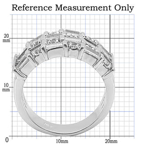 1W024 - Rhodium Brass Ring with AAA Grade CZ  in Clear