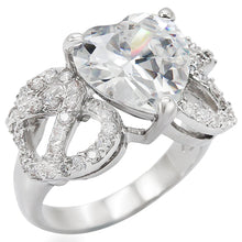 Load image into Gallery viewer, 1W027 - Rhodium Brass Ring with AAA Grade CZ  in Clear
