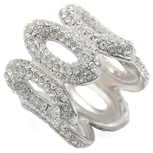 Load image into Gallery viewer, 1W032 - Rhodium Brass Ring with Top Grade Crystal  in Clear