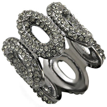 Load image into Gallery viewer, 1W033 - Ruthenium Brass Ring with Top Grade Crystal  in Black Diamond