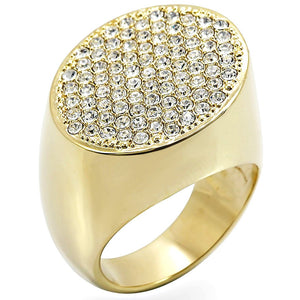 1W034 - Gold Brass Ring with Top Grade Crystal  in Clear
