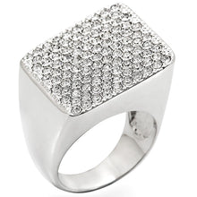 Load image into Gallery viewer, 1W035 - Rhodium Brass Ring with Top Grade Crystal  in Clear