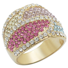 Load image into Gallery viewer, 1W053 - Gold Brass Ring with Top Grade Crystal  in Multi Color