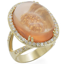 Load image into Gallery viewer, 1W056 - Gold Brass Ring with Synthetic Synthetic Glass in Champagne