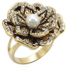 Load image into Gallery viewer, 1W063 - Gold Brass Ring with Synthetic Pearl in Citrine Yellow