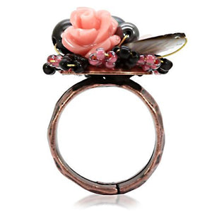LOA596 - Antique Tone Brass Ring with Assorted  in Multi Color