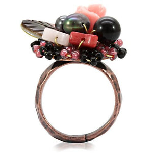 LOA596 - Antique Tone Brass Ring with Assorted  in Multi Color