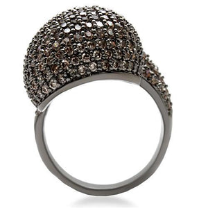 1W080 - Ruthenium Brass Ring with AAA Grade CZ  in Multi Color