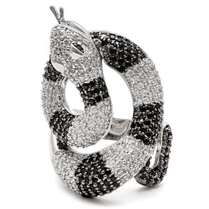 1W081 - Rhodium + Ruthenium Brass Ring with AAA Grade CZ  in Black Diamond