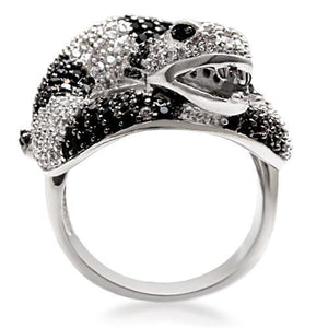 1W081 - Rhodium + Ruthenium Brass Ring with AAA Grade CZ  in Black Diamond