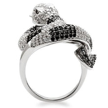 Load image into Gallery viewer, 1W081 - Rhodium + Ruthenium Brass Ring with AAA Grade CZ  in Black Diamond