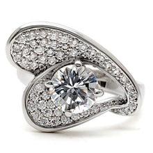 Load image into Gallery viewer, 1W088 - Rhodium Brass Ring with AAA Grade CZ  in Clear