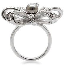 Load image into Gallery viewer, 1W093 - Rhodium Brass Ring with Synthetic Pearl in Gray