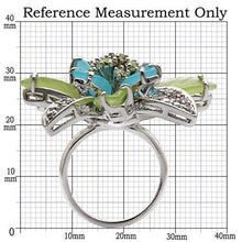Load image into Gallery viewer, 1W094 - Rhodium Brass Ring with Synthetic Synthetic Glass in Multi Color