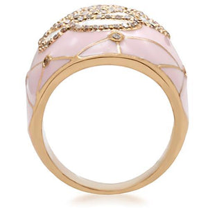 1W098 - Gold Brass Ring with AAA Grade CZ  in Clear