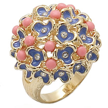 Load image into Gallery viewer, 1W106 - Gold Brass Ring with Semi-Precious Coral in Rose