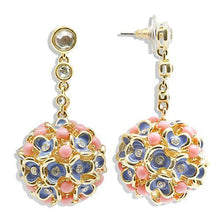 Load image into Gallery viewer, 1W107 - Gold Brass Earrings with Semi-Precious Coral in Rose