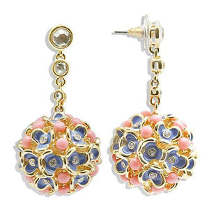 1W107 - Gold Brass Earrings with Semi-Precious Coral in Rose