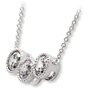 1W111 - Rhodium Brass Chain Pendant with AAA Grade CZ  in Clear