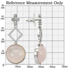 Load image into Gallery viewer, 1W121 - Rhodium Brass Earrings with Precious Stone PINK CRYSTAL in Rose