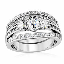 Load image into Gallery viewer, 1W162 - Rhodium Brass Ring with AAA Grade CZ  in Clear